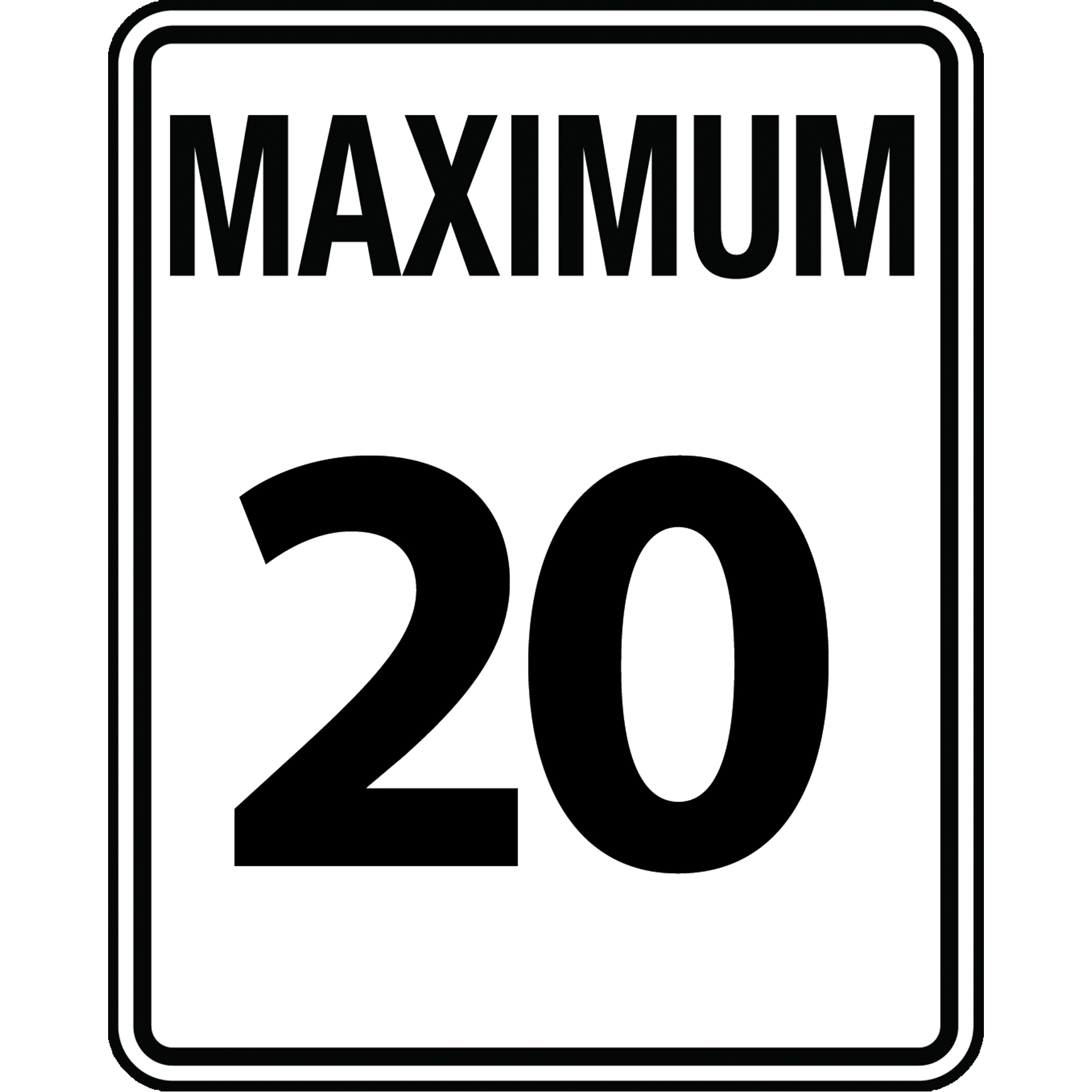 Panneau de vitesse maximale autorisée « Maximum 20 », 24" x 30", Aluminium, Bilingue