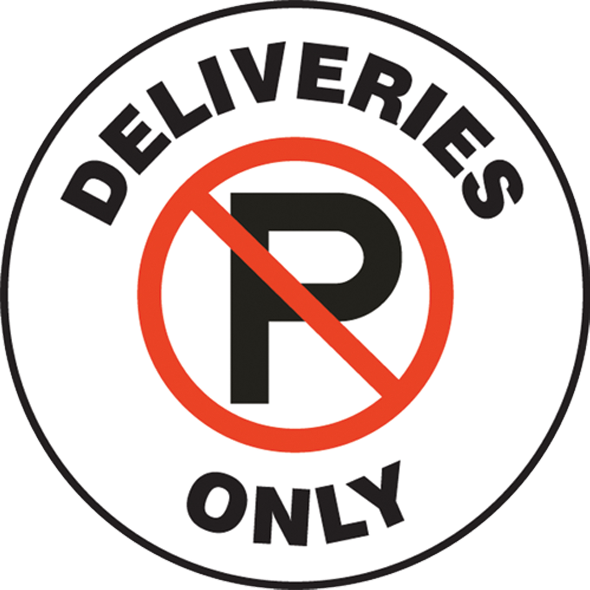 Panneau d'impression de la chaussée « Deliveries Only », 17" x 17", À base d'aluminium, Anglais avec pictogramme