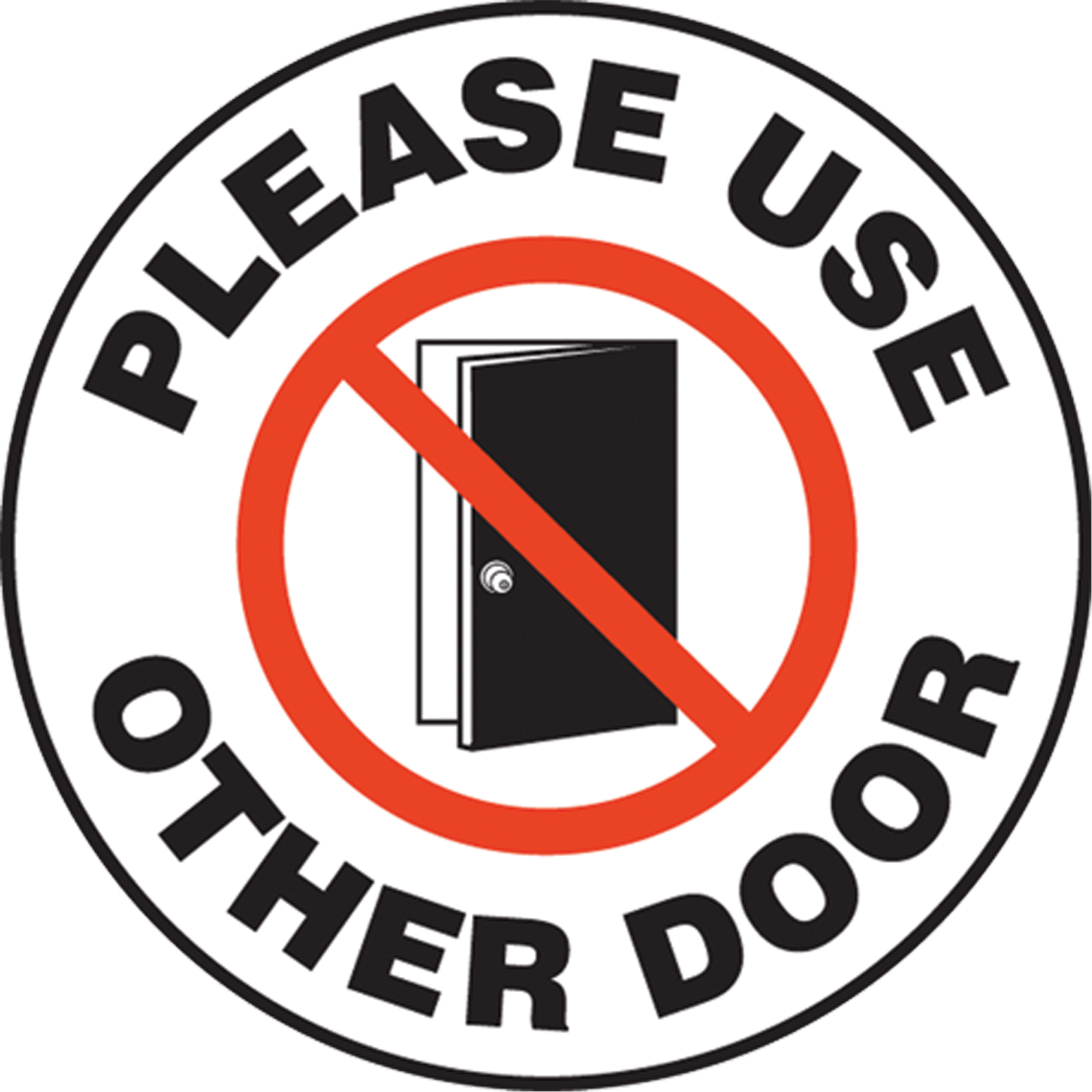 Panneau d'impression de la chaussée « Please Use Other Door », 17" x 17", À base d'aluminium, Anglais avec pictogramme