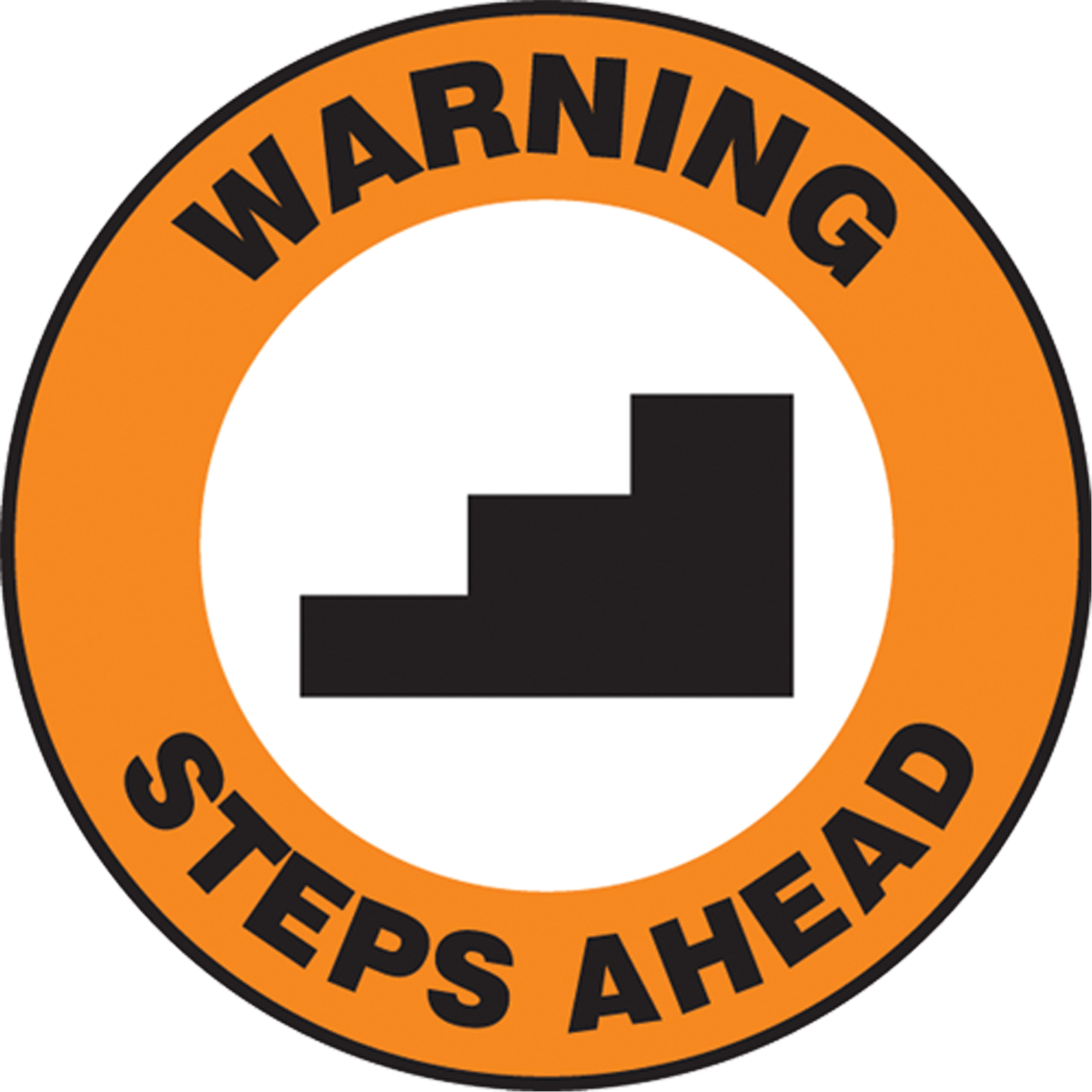 Panneau d'impression de la chaussée « Warning Steps Ahead », 17" x 17", À base d'aluminium, Anglais avec pictogramme