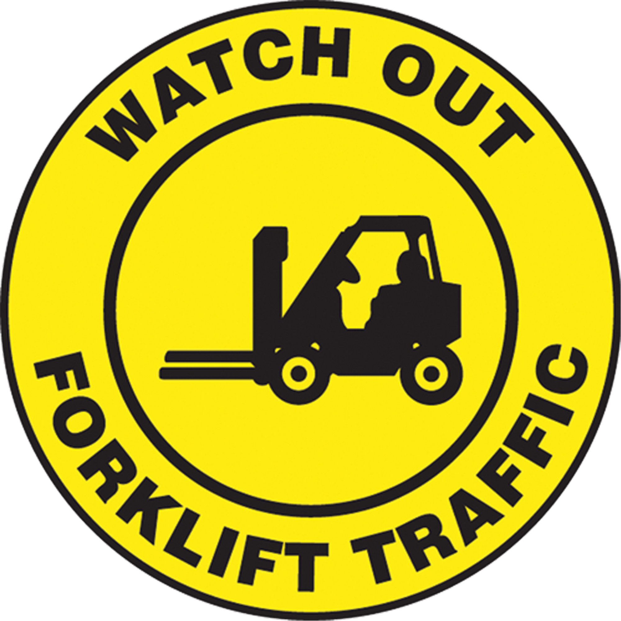 Panneau d'impression de la chaussée « Watch Out Forklift Traffic », 17" x 17", À base d'aluminium, Anglais avec pictogramme