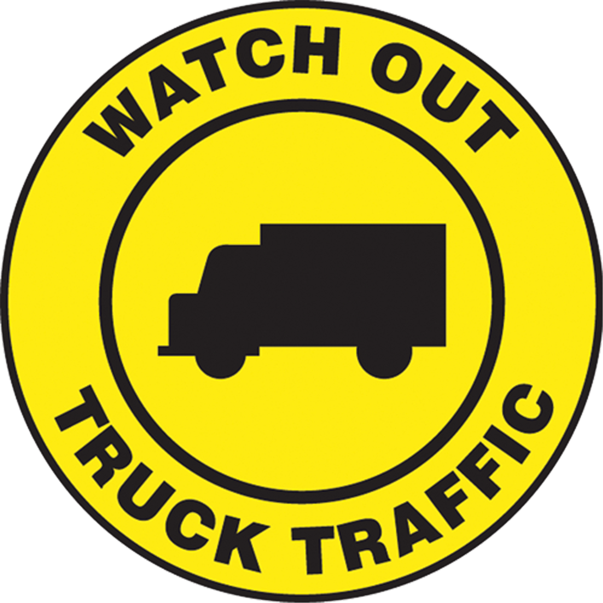 Panneau d'impression de la chaussée « Watch Out Truck Traffic », 17" x 17", À base d'aluminium, Anglais avec pictogramme