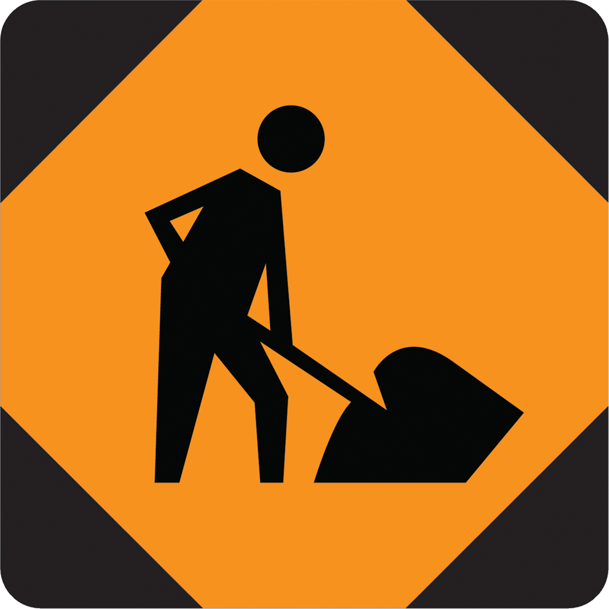 Panneau pour condition temporaire - travaux routier devant, 36" x 36", Aluminium, Pictogramme
