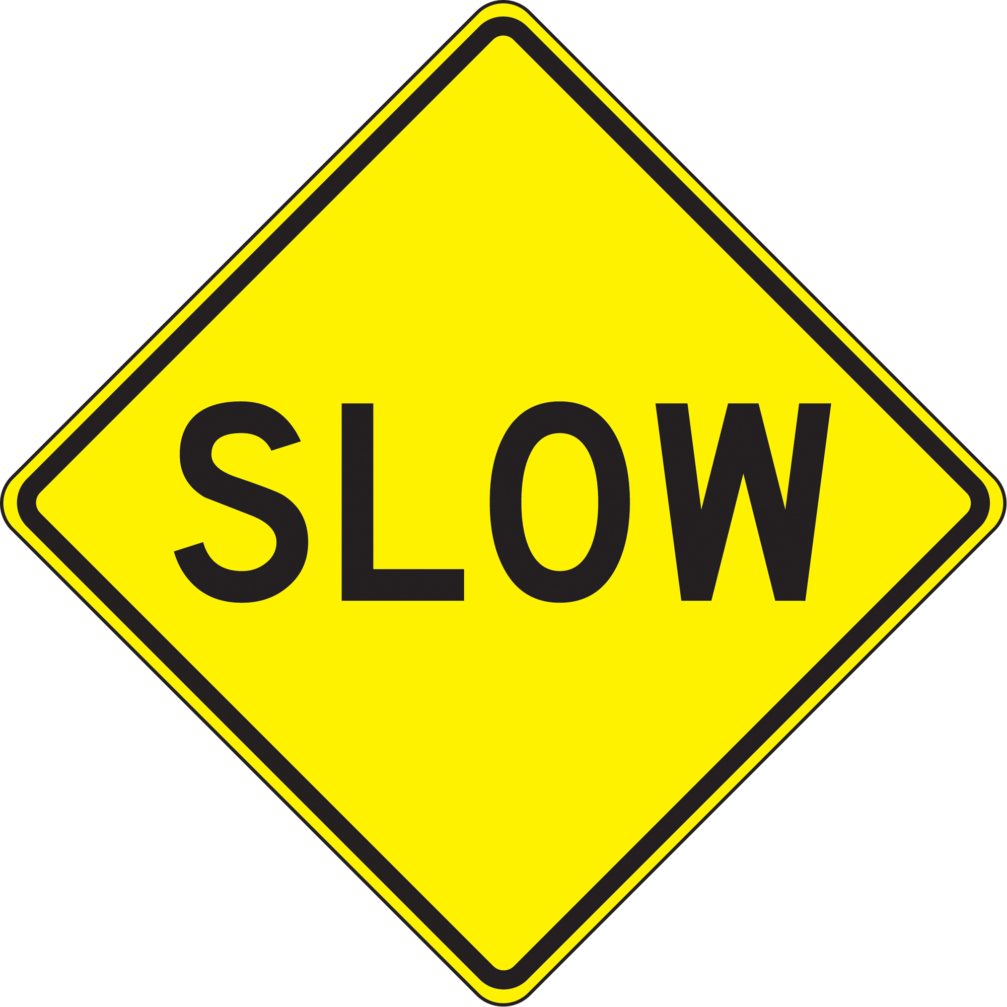 Panneaux de signalisation « Slow », 24" x 24", Aluminium, Anglais