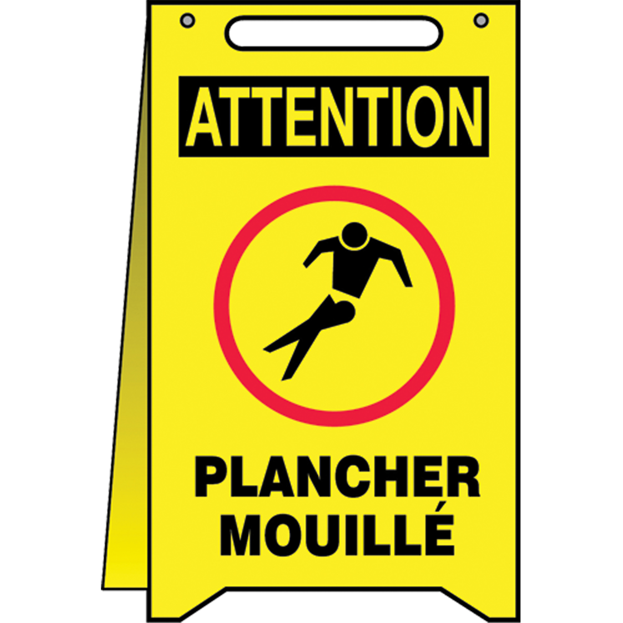 Panneaux Fold-UpsMC « Plancher mouillé », Français avec pictogramme