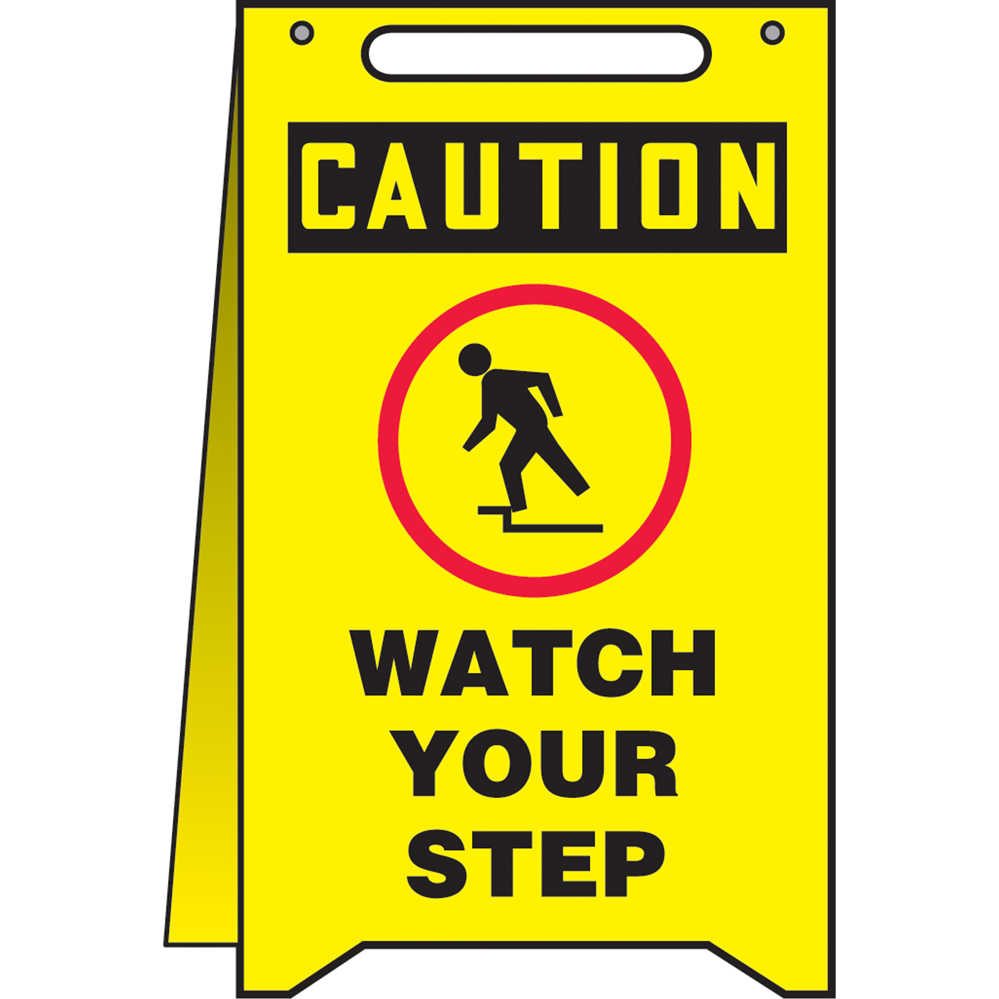 Panneaux Fold-UpsMC « Watch Your Step », Anglais avec pictogramme