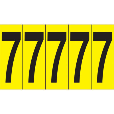 Repères adhésifs à chiffres individuels, 7, 3-7/8" h, Noir sur jaune