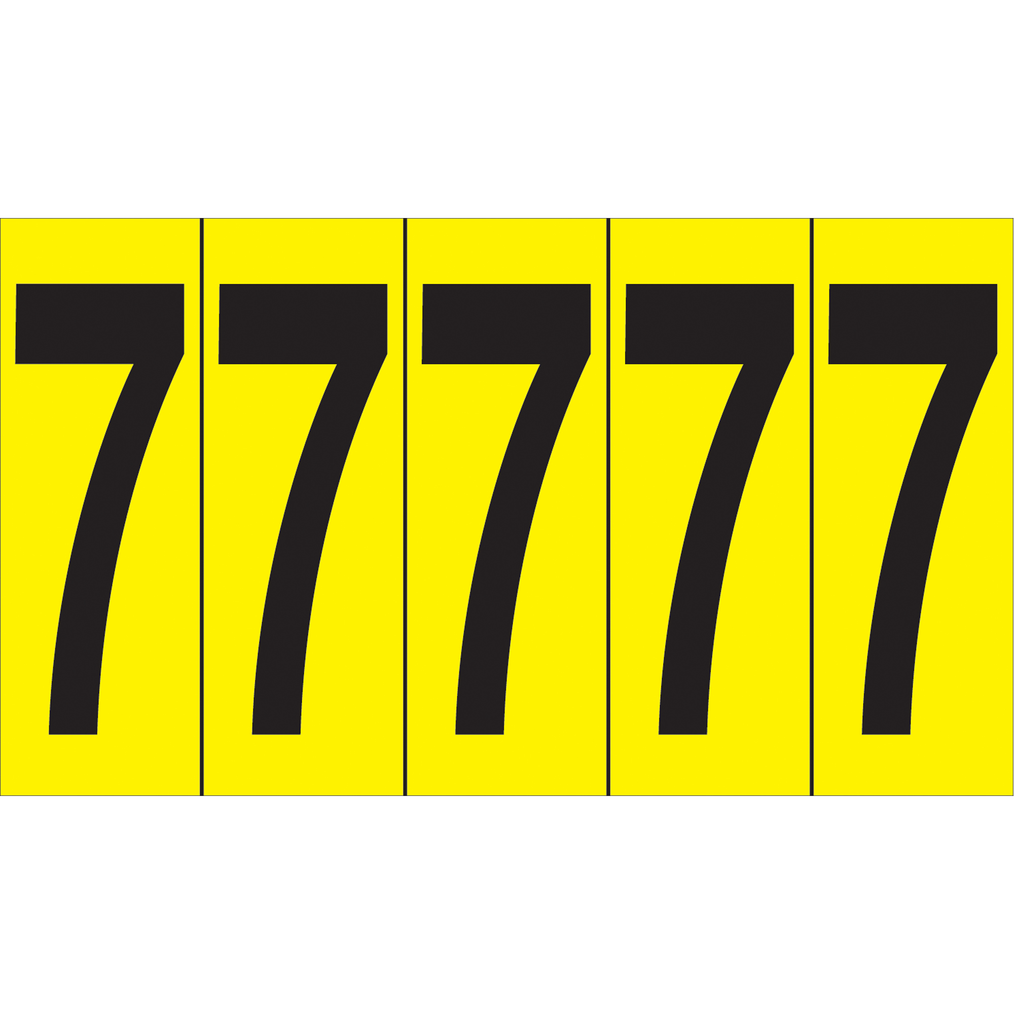 Repères adhésifs à chiffres individuels, 7, 3-7/8" h, Noir sur jaune