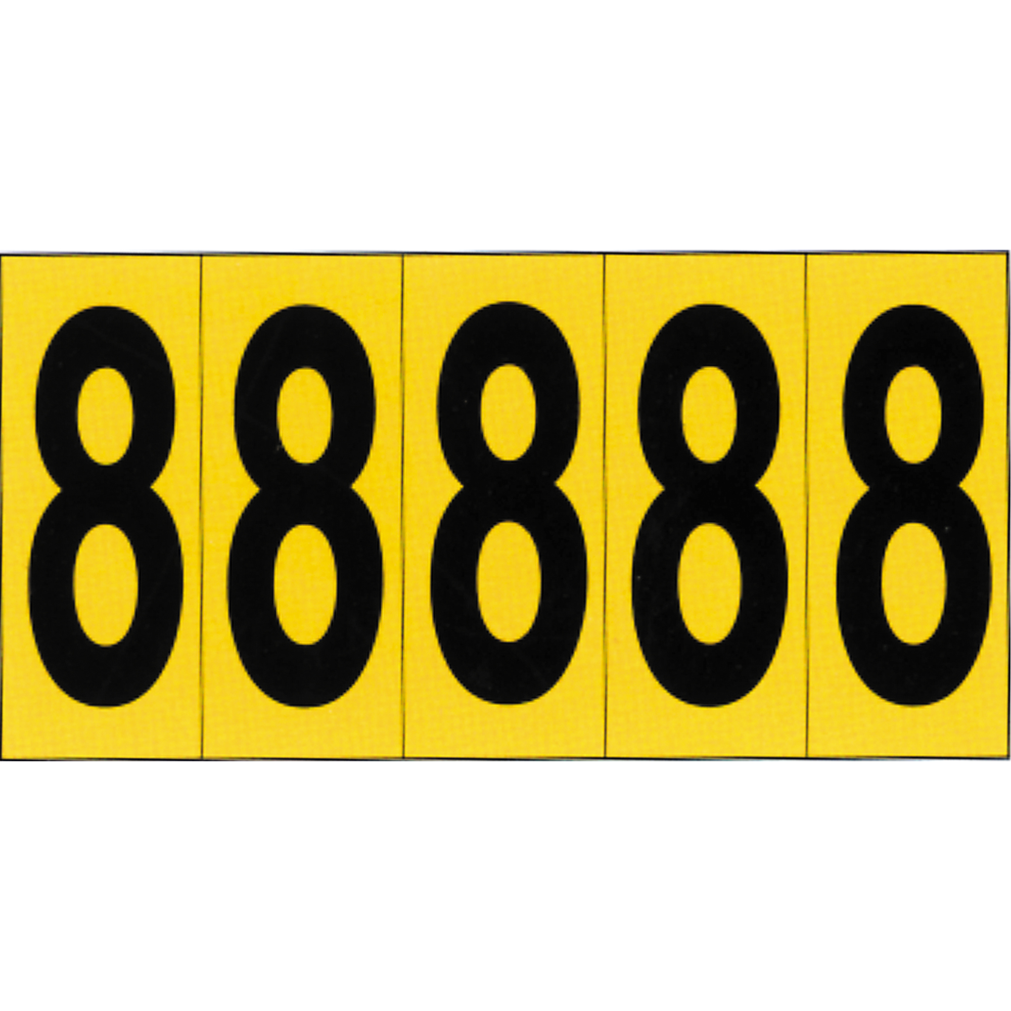 Repères adhésifs à chiffres individuels, 8, 3-7/8" h, Noir sur jaune