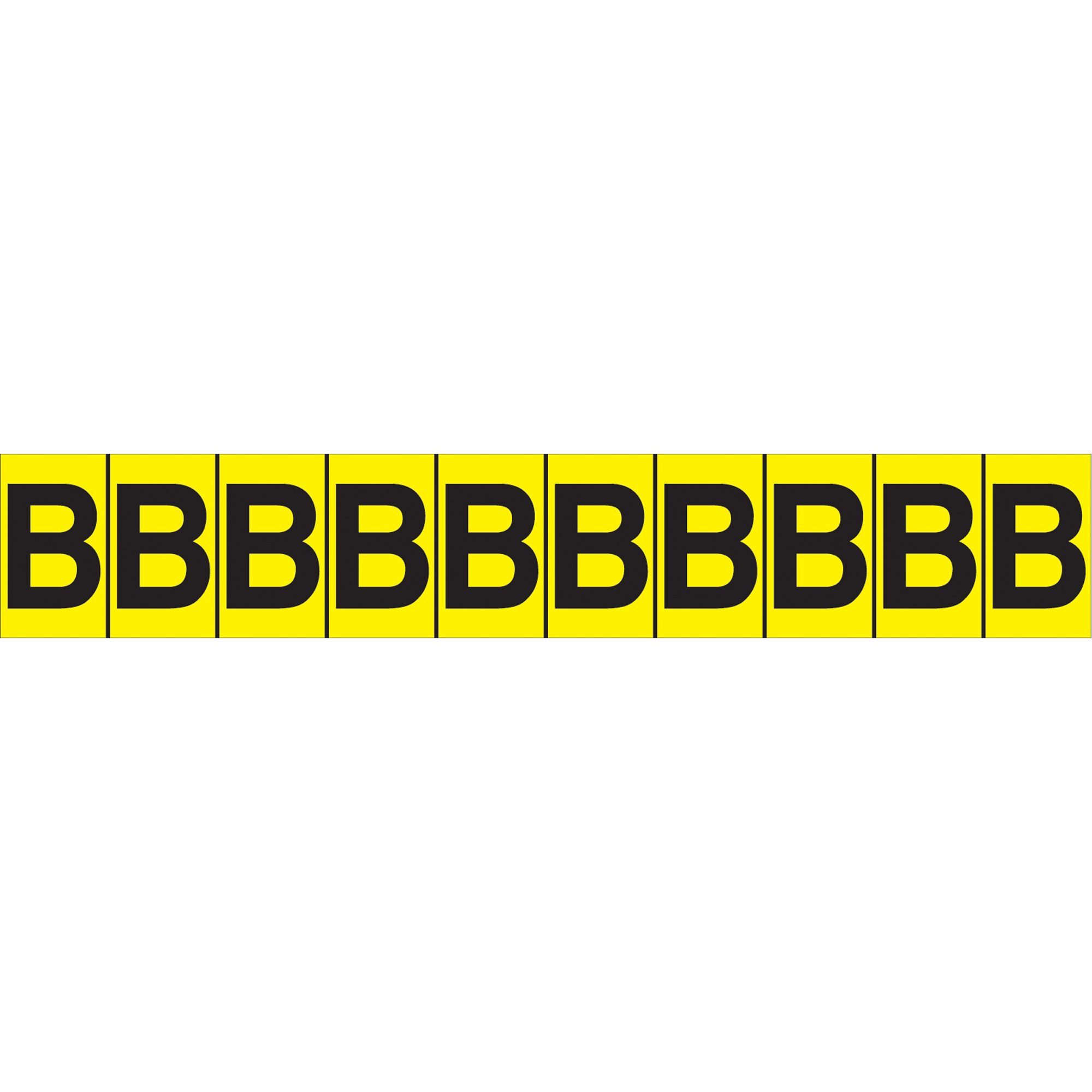 Repères adhésifs à lettres individuelles, B, 1" h, Noir sur jaune