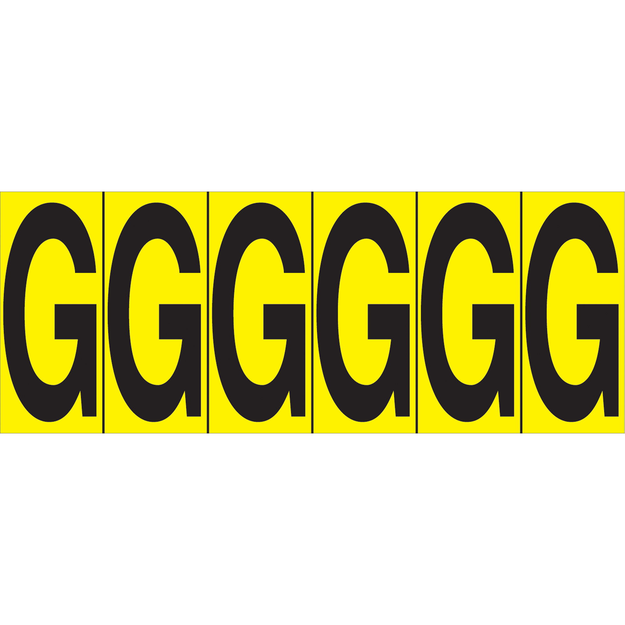 Repères adhésifs à lettres individuelles, G, 2-15/16" h, Noir sur jaune