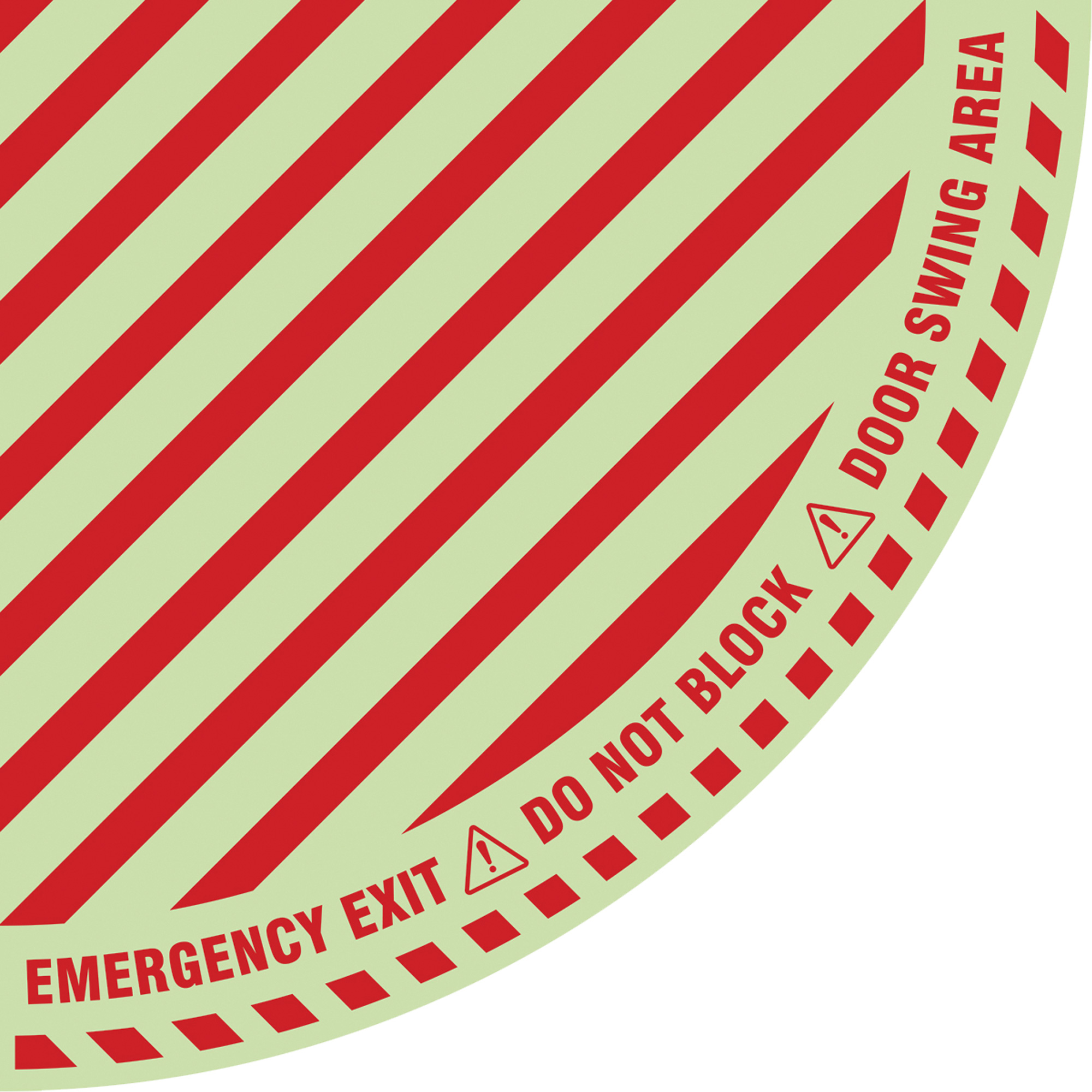 Signalisation au sol «?Emergency Exit?» (sortie de secours) pour porte battante en quart de cercle, Adhésif, Anglais avec pictogramme