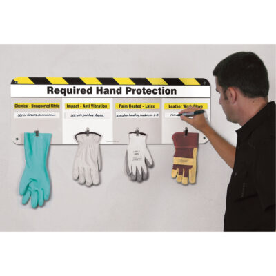 Tableau portant l'attention sur la protection requise pour les mains Glove BoardMC, 12" x 36", Aluminium, Anglais