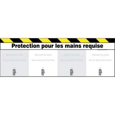 Tableau portant l'attention sur la protection requise pour les mains Glove BoardMC, 12" x 36", Aluminium, Français