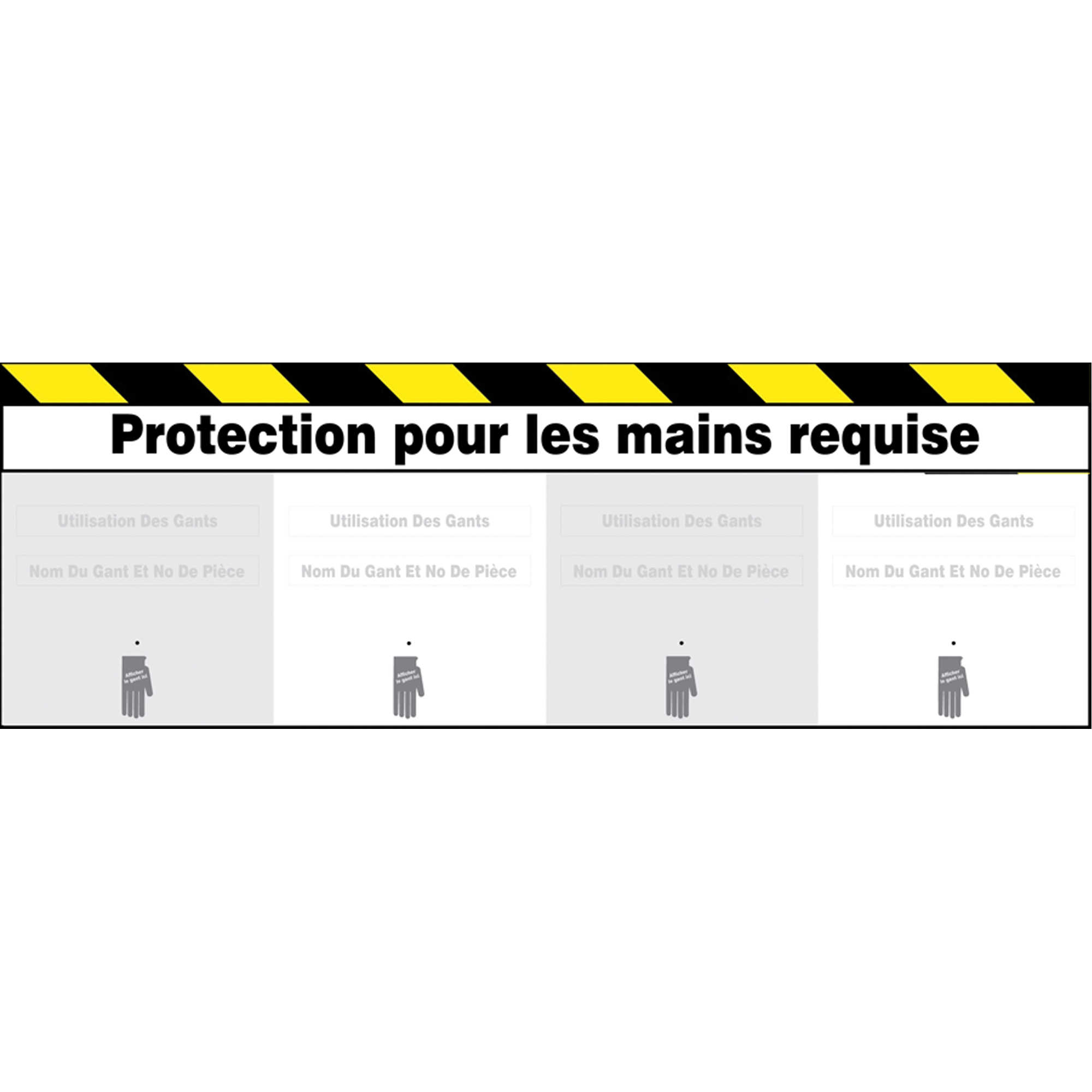 Tableau portant l'attention sur la protection requise pour les mains Glove BoardMC, 12" x 36", Aluminium, Français