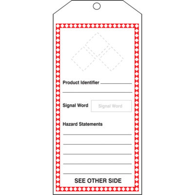 Très grande étiquette SGH, Papier cartonné, 3-7/8" la x 8-1/2" h, Anglais