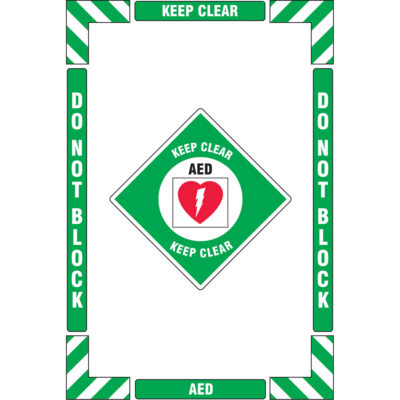 Trousse de marquage du sol « AED Keep Clear » (DEA - se tenir à l’écart), Adhésif, Anglais avec pictogramme
