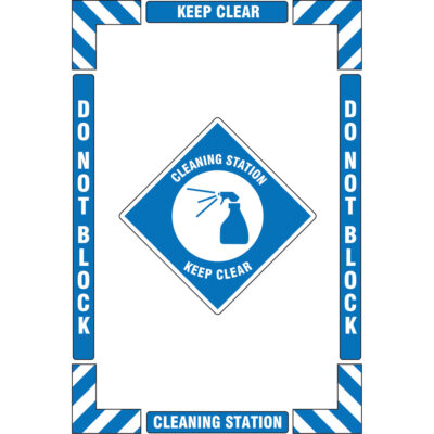 Trousse de marquage du sol « Cleaning Station » (poste de nettoyage), Adhésif, Anglais avec pictogramme