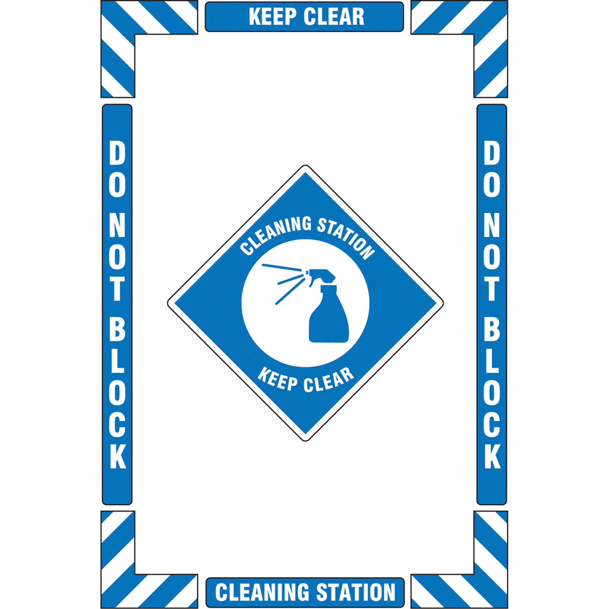 Trousse de marquage du sol «?Cleaning Station?» (poste de nettoyage), Adhésif, Anglais avec pictogramme