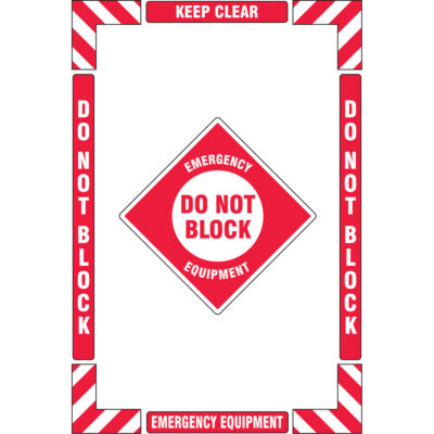 Trousse de marquage du sol « Emergency Equipment » (équipement d’urgence), Adhésif, Anglais avec pictogramme