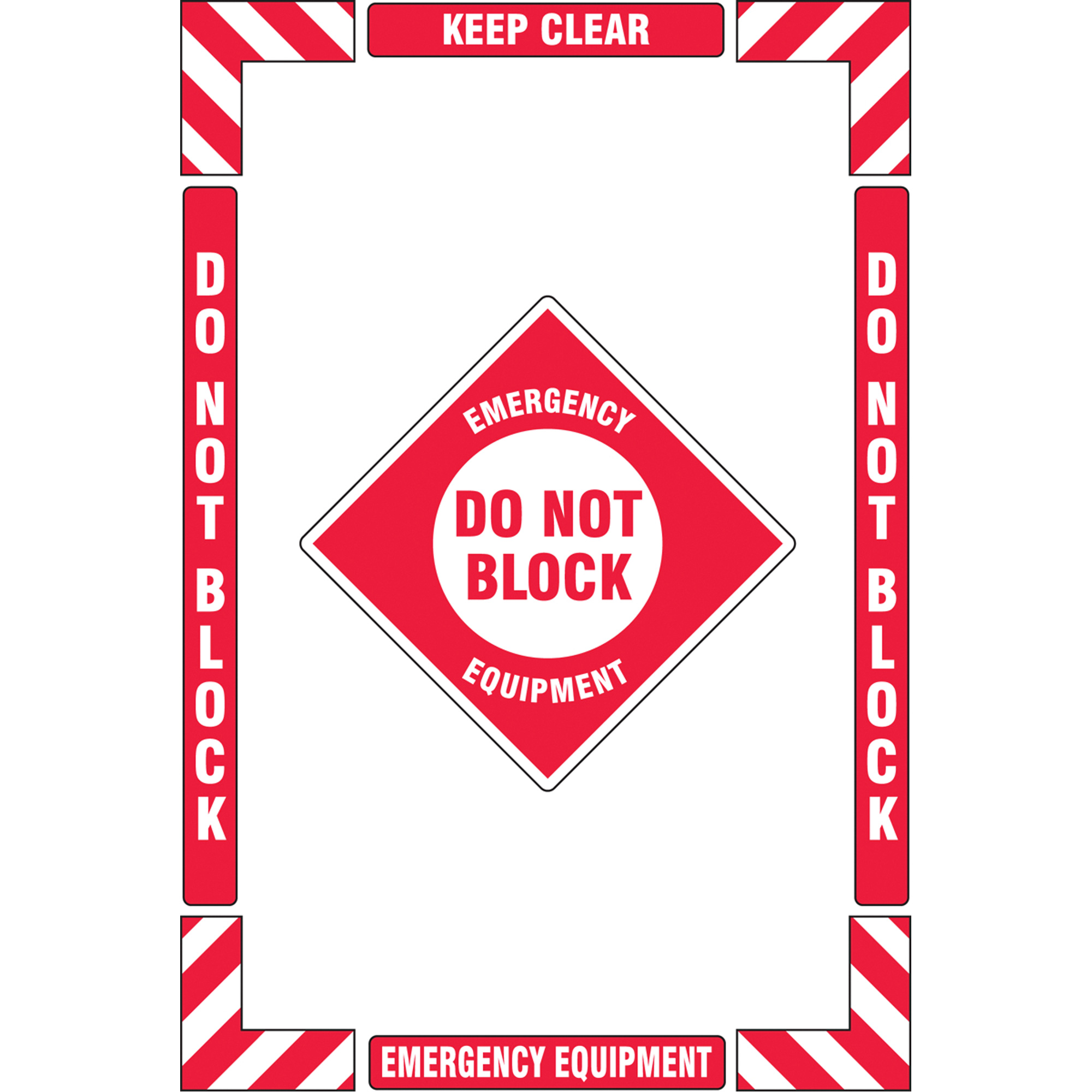 Trousse de marquage du sol «?Emergency Equipment?» (équipement d’urgence), Adhésif, Anglais avec pictogramme