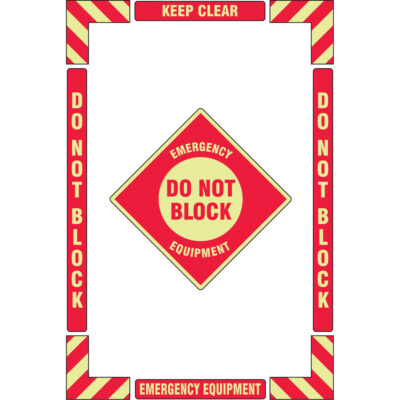 Trousse de marquage du sol « Emergency Equipment » (équipement d’urgence), Adhésif, Anglais avec pictogramme