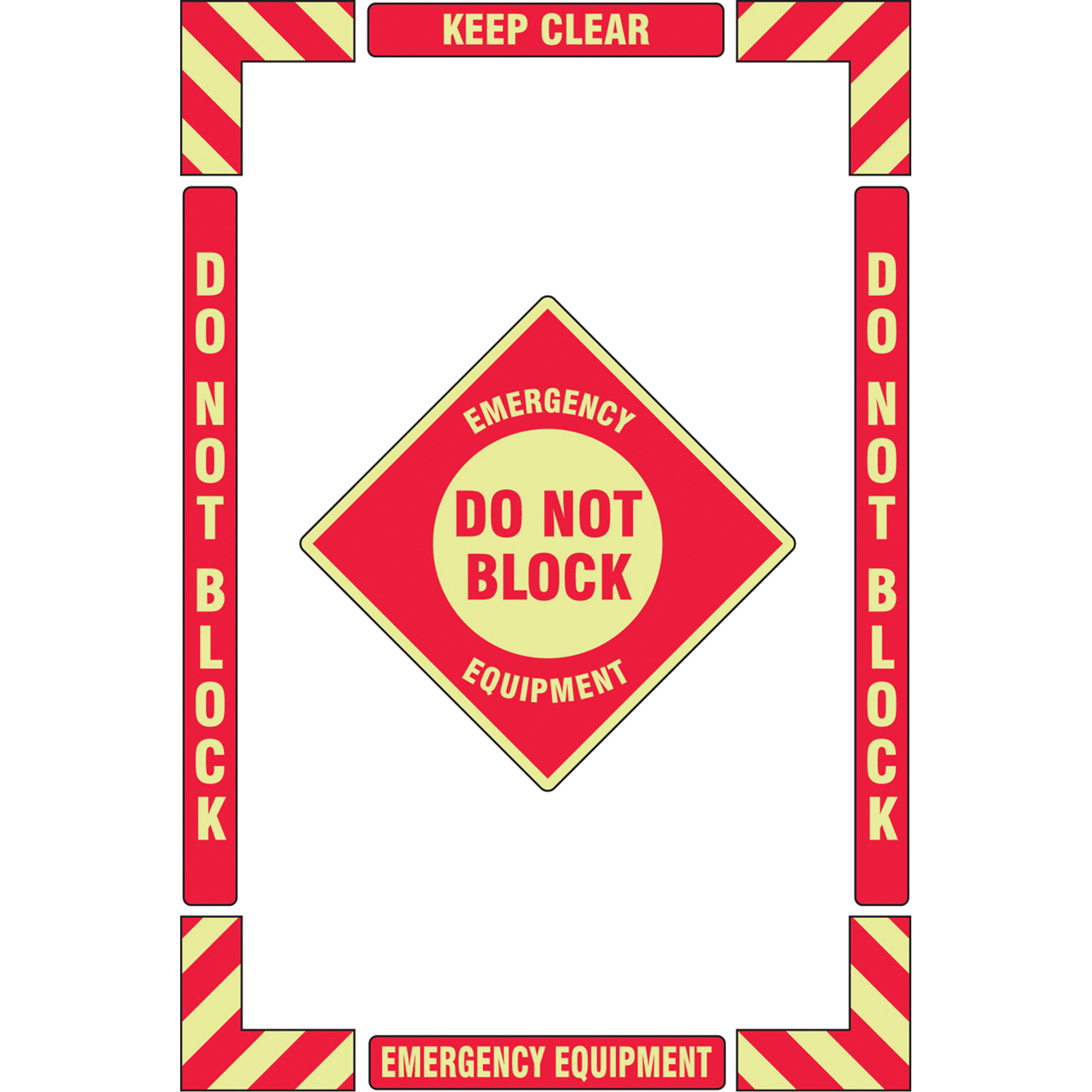 Trousse de marquage du sol «?Emergency Equipment?» (équipement d’urgence), Adhésif, Anglais avec pictogramme