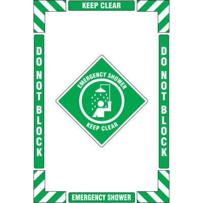 Trousse de marquage du sol « Emergency Shower » (douche d’urgence), Adhésif, Anglais avec pictogramme