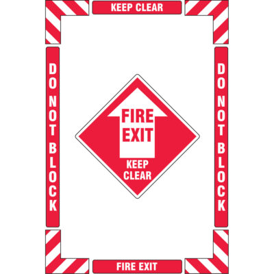 Trousse de marquage du sol « Fire Exit » (sortie de secours), Adhésif, Anglais avec pictogramme