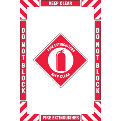 Trousse de marquage du sol « Fire Extinguisher » (extincteur), Adhésif, Anglais avec pictogramme