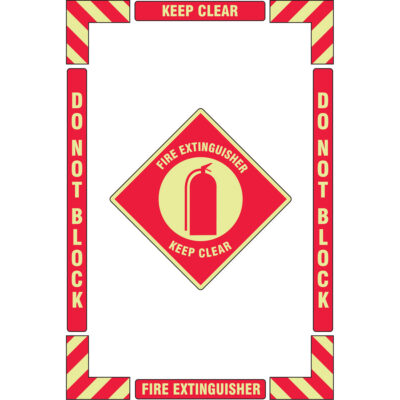 Trousse de marquage du sol « Fire Extinguisher » (extincteur), Adhésif, Anglais avec pictogramme
