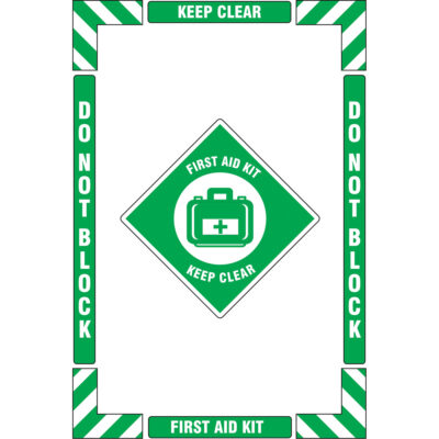 Trousse de marquage du sol « First Aid » (premiers soins), Adhésif, Anglais avec pictogramme