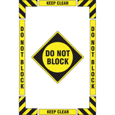 Trousse de marquage du sol « Keep Clear Do Not Block » (se tenir à l’écart - ne pas encombrer), Adhésif, Anglais avec pictogramme
