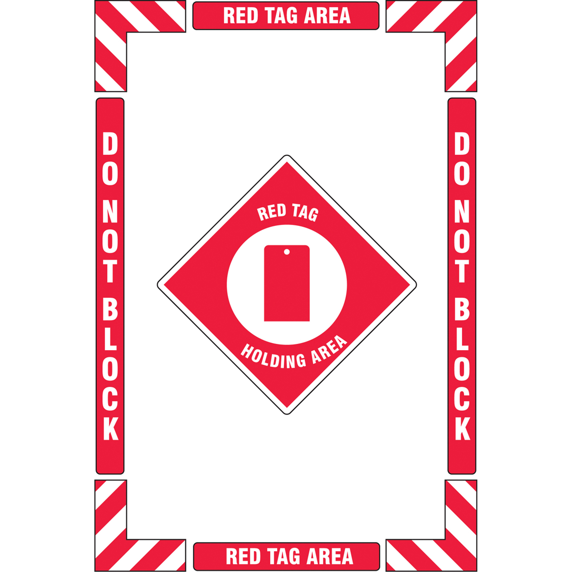Trousse de marquage du sol «?Red Tag Holding Area?» (zone de stockage des étiquettes rouges), Adhésif, Anglais avec pictogramme
