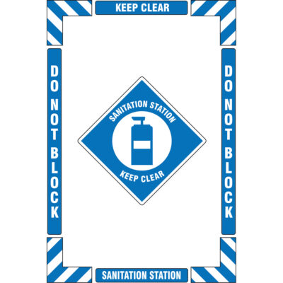 Trousse de marquage du sol « Sanitation Station » (poste d’assainissement), Adhésif, Anglais avec pictogramme