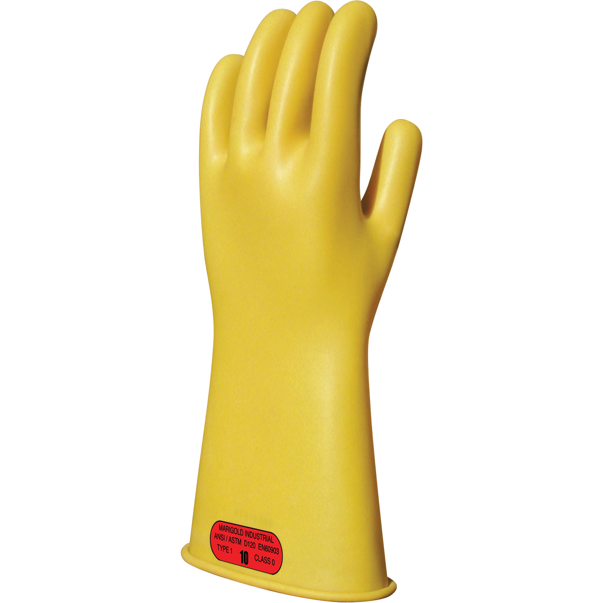 Gants isolants en caoutchouc naturel jaune, ASTM classe 0, Taille 10, 14" lo