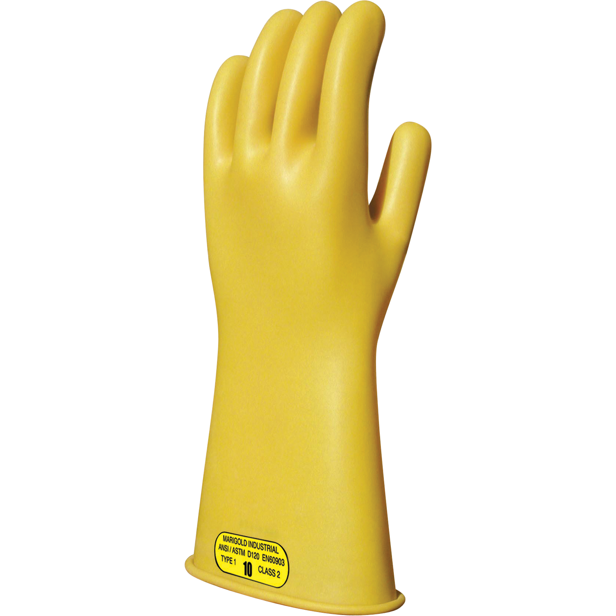 Gants isolants en caoutchouc naturel jaune, ASTM classe 2, Taille 9, 14" lo