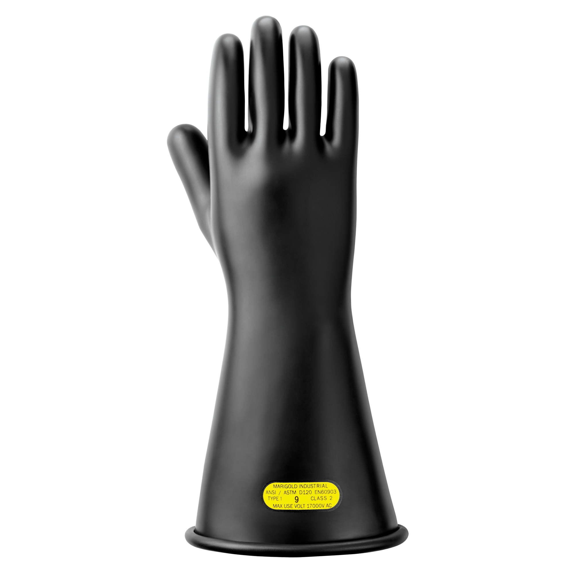 Gants isolants en caoutchouc naturel noir, ASTM classe 2, Taille 10, 14" lo