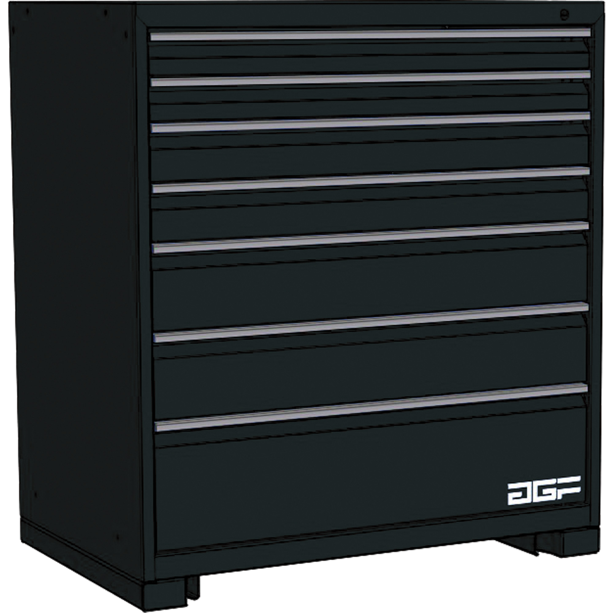 Armoire à tiroirs modulaire, 7 tiroirs, 30" la x 24" p x 40" h, Noir