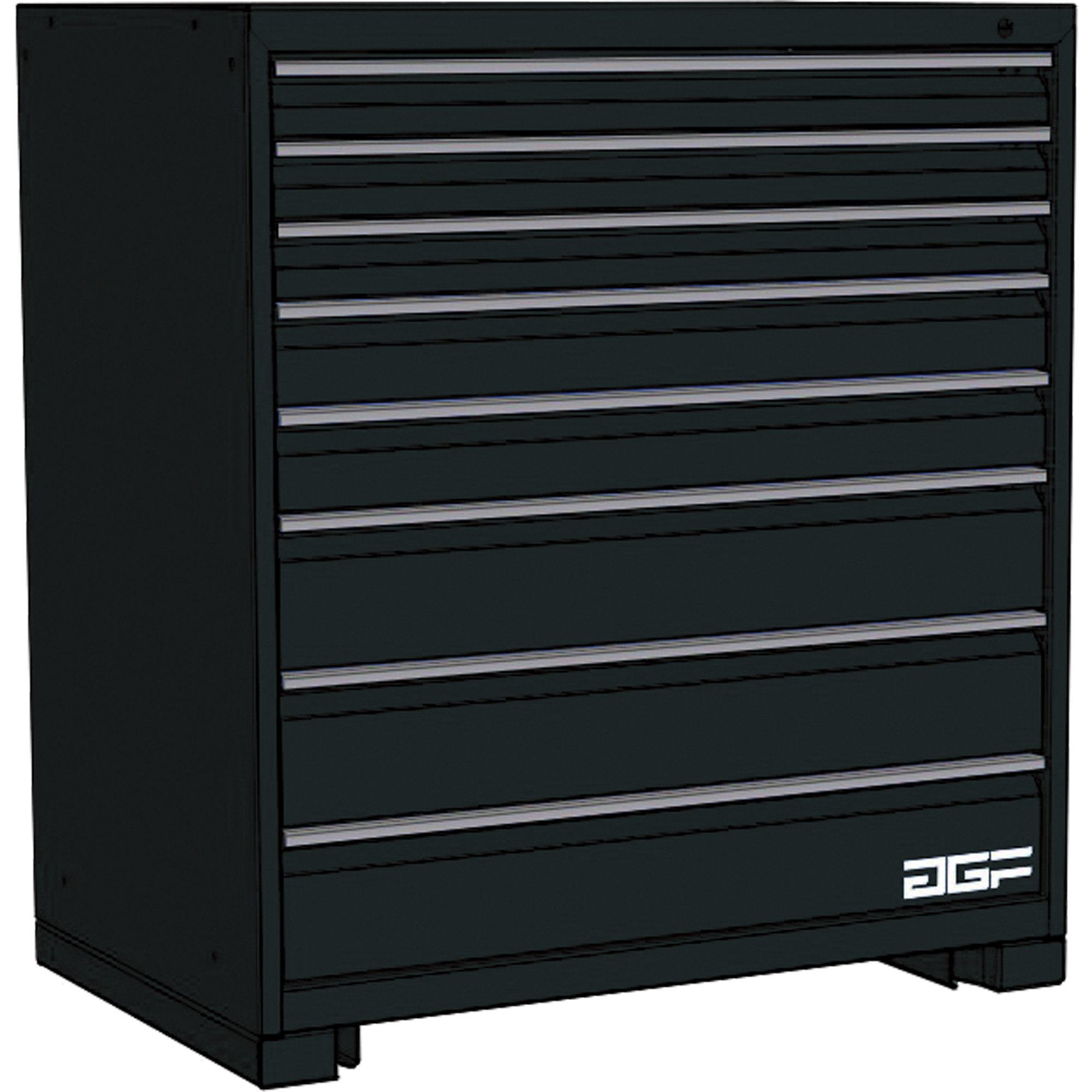 Armoire à tiroirs modulaire, 8 tiroirs, 24" la x 24" p x 40" h, Noir