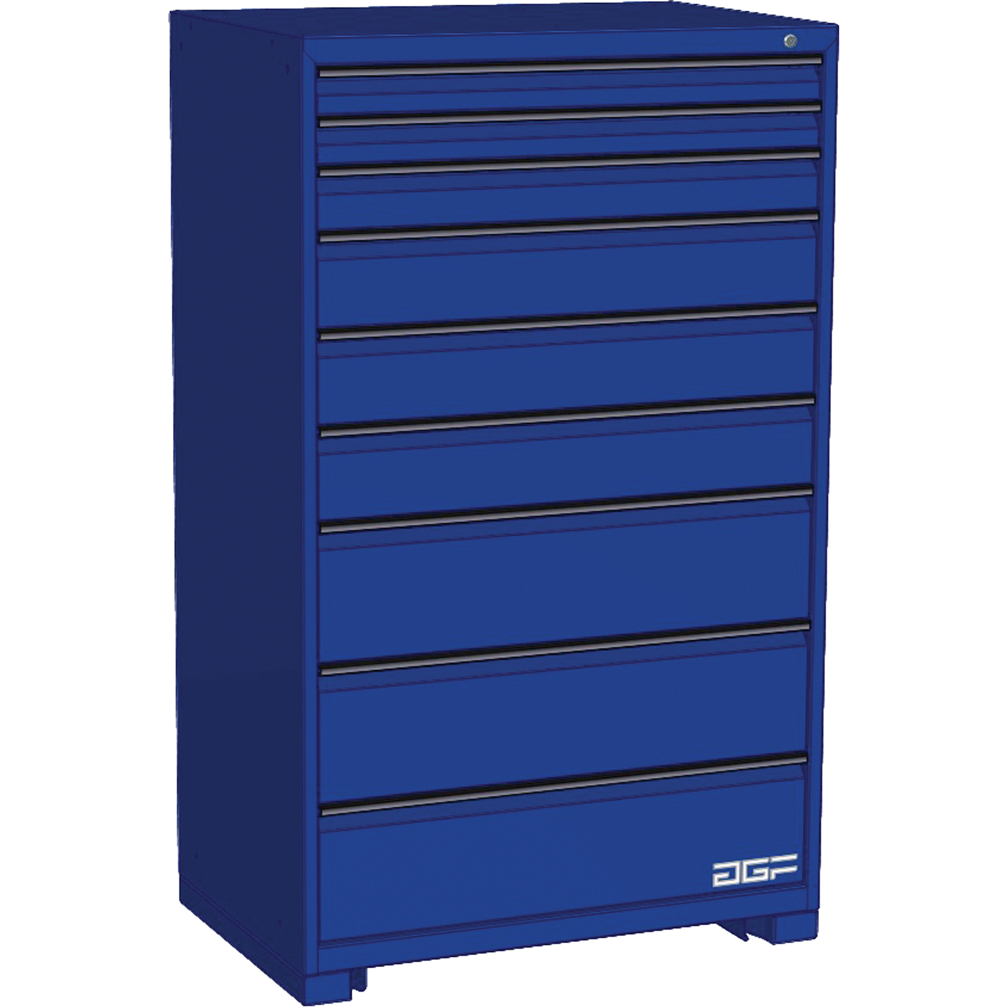 Armoire à tiroirs modulaire, 9 tiroirs, 36" la x 24" p x 60" h, Bleu
