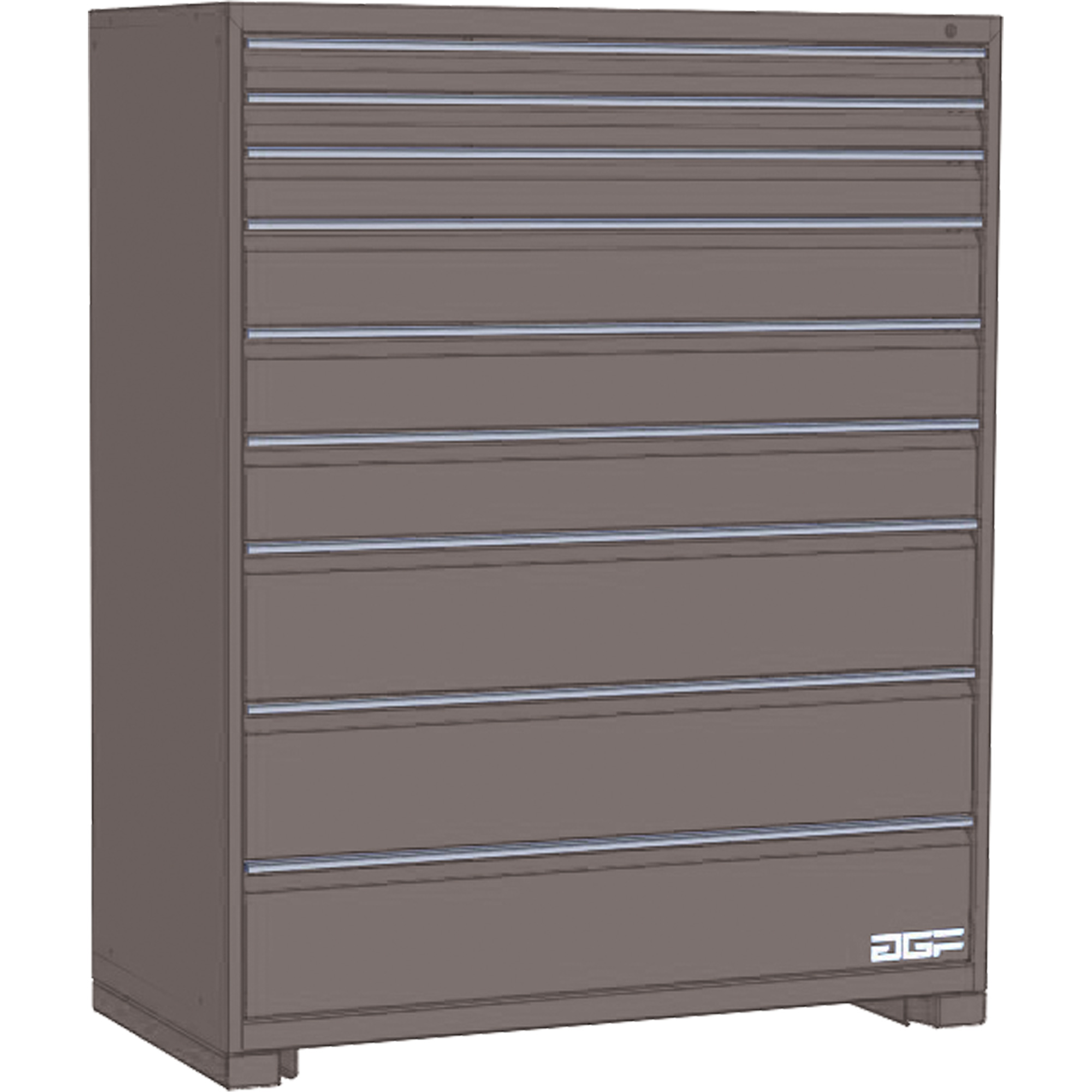 Armoire à tiroirs modulaire, 9 tiroirs, 60" la x 24" p x 60" h, Gris
