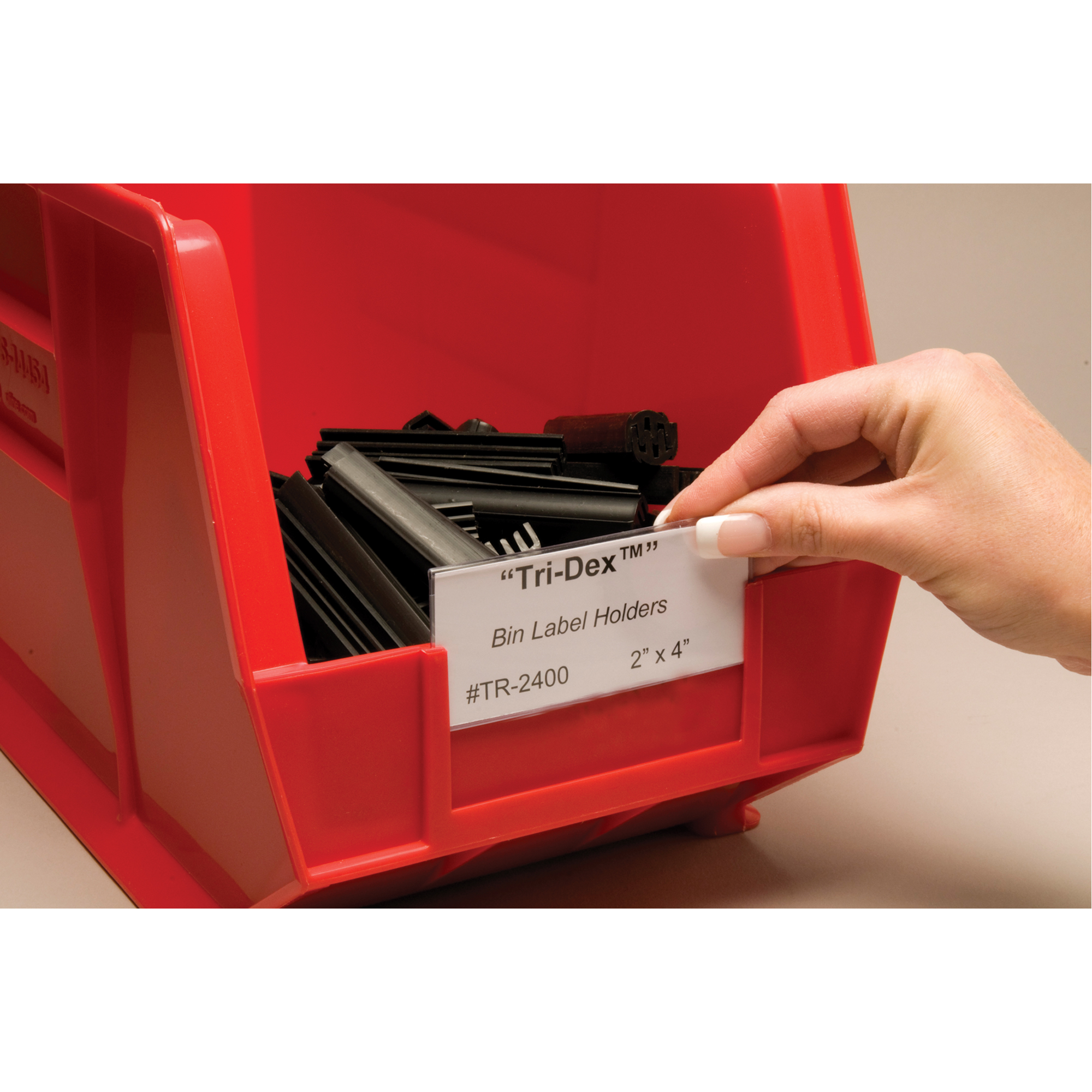 Porte-etiquette Tri-DexMC - Pour bacs en plastiques avec fentes, 1-1/4" lo x 3" la