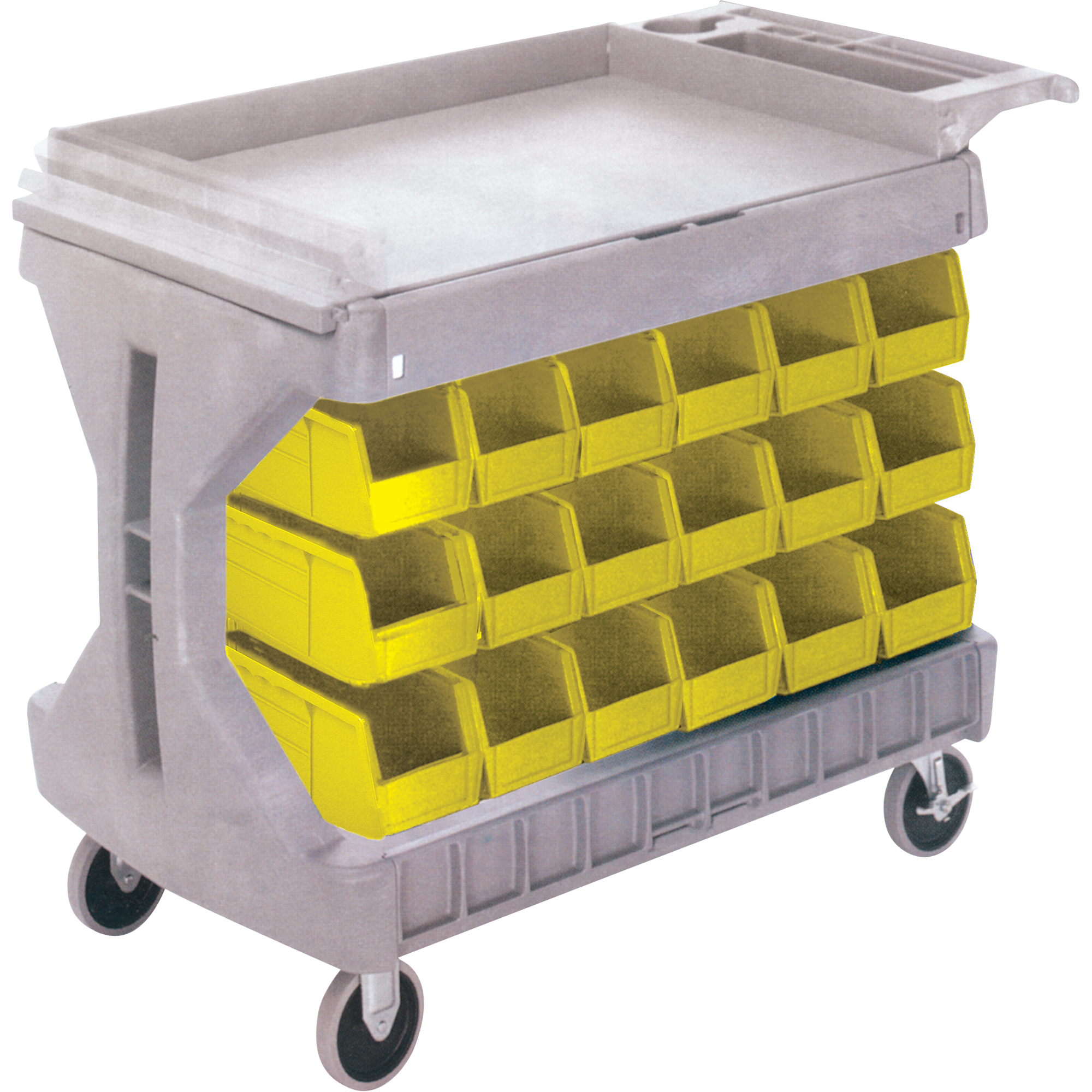 PROCART A/36 BACS JAUNE# CB101, À deux côtés, 36 bacs, 45-5/18" la x 24" p x 34-3/4" h
