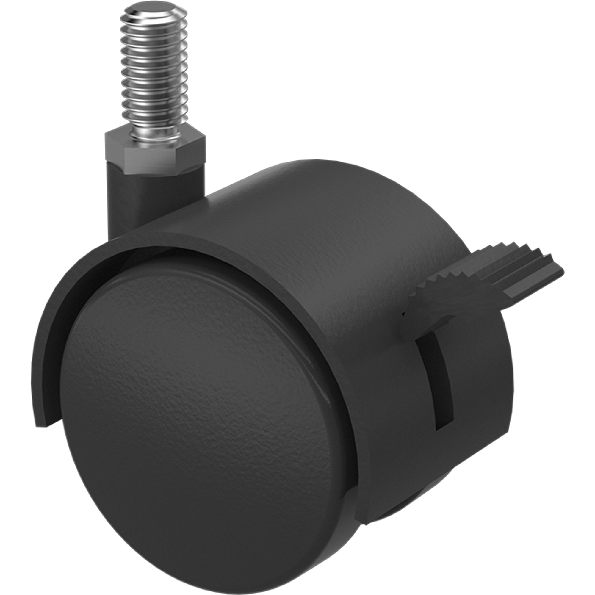 Roulette à roue double (séries 300/400), Pivotant avec frein, Diamètre 2" (51 mm), Capacité 75 lb (34 kg)