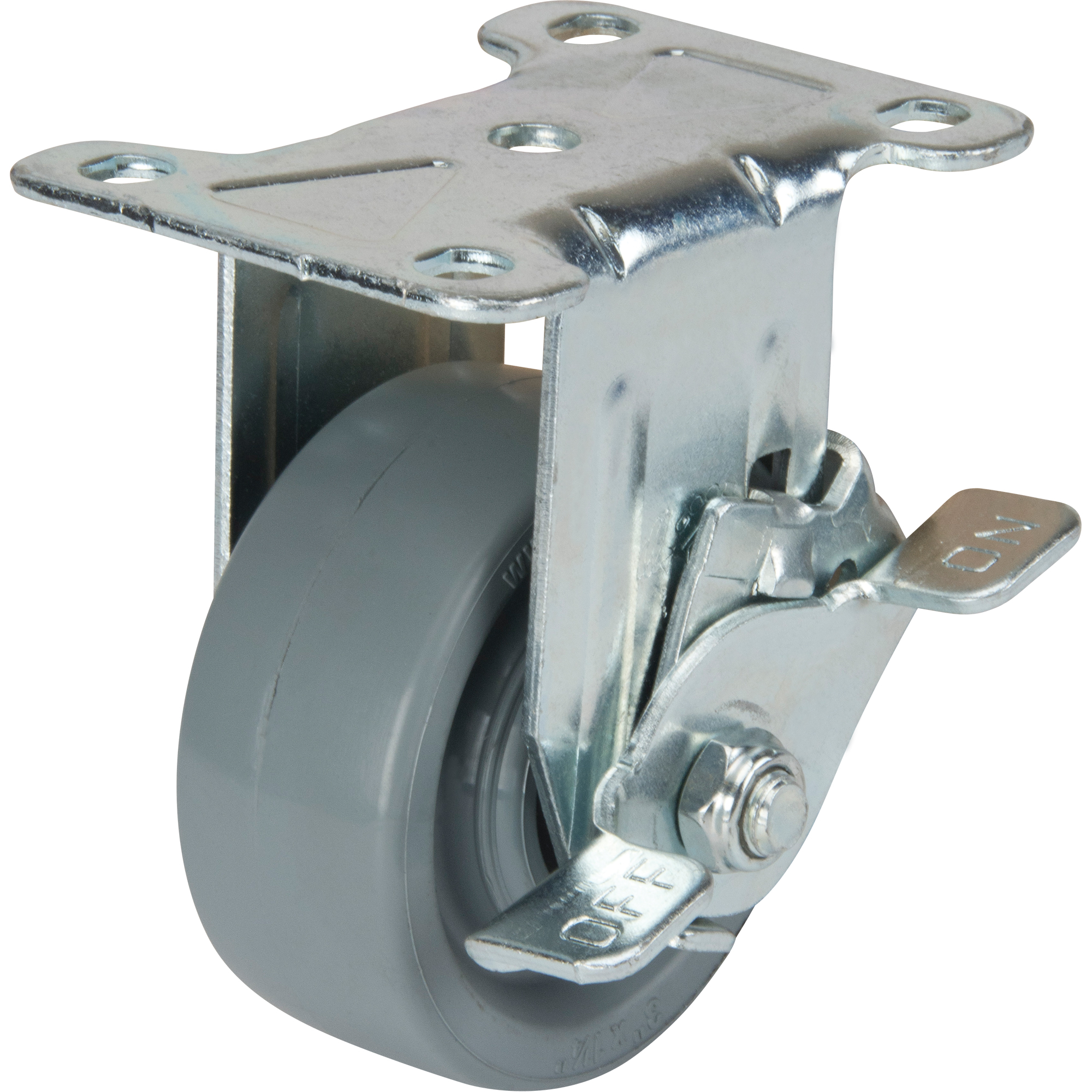 Roulette à usage général, Fixe avec frein latéral, 4" (101,6 mm), Uréthane, 350 lb (158,8 kg)