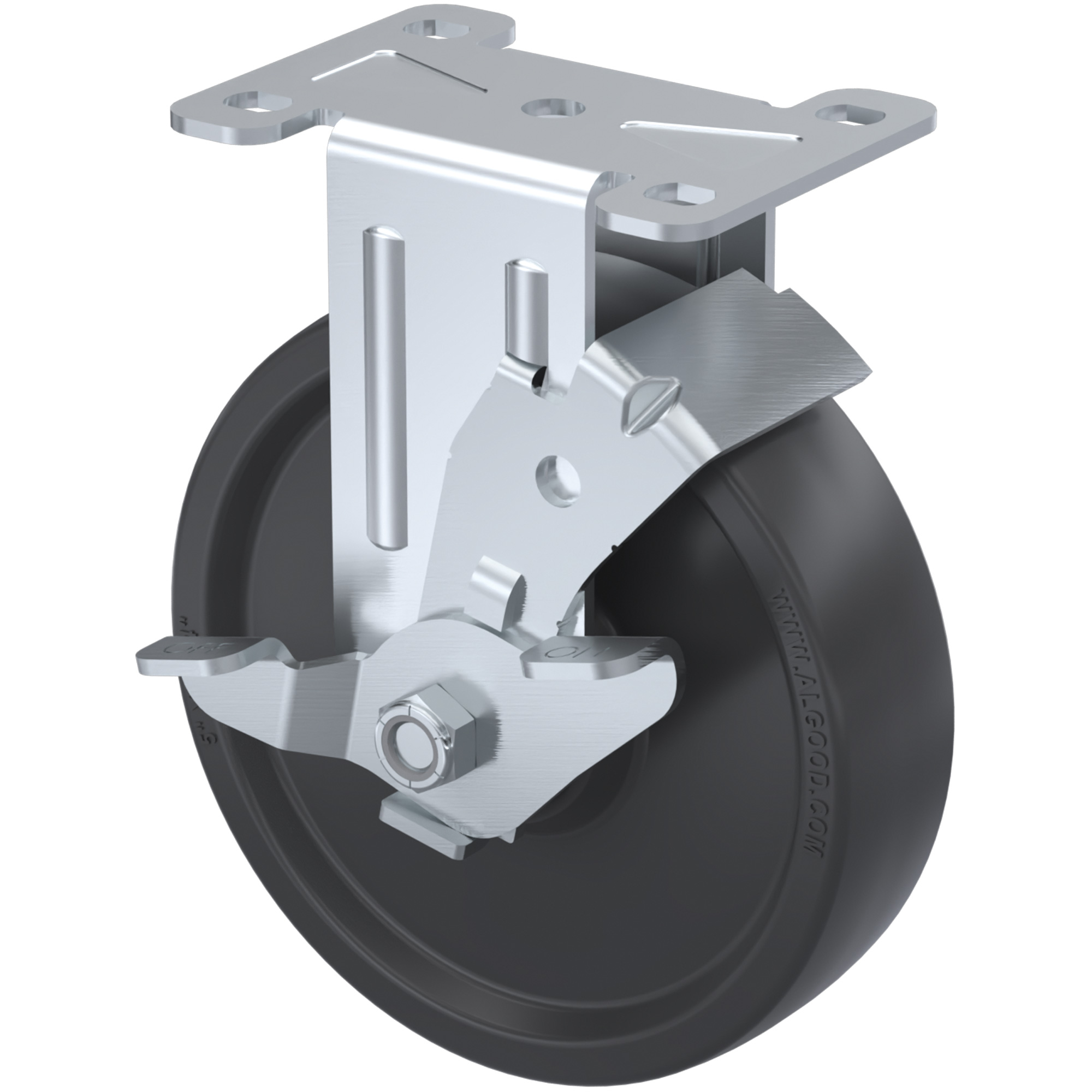 Roulette à usage général, Pivotant avec frein, 3" (76 mm), Uréthane, 350 lb (158,8 kg)