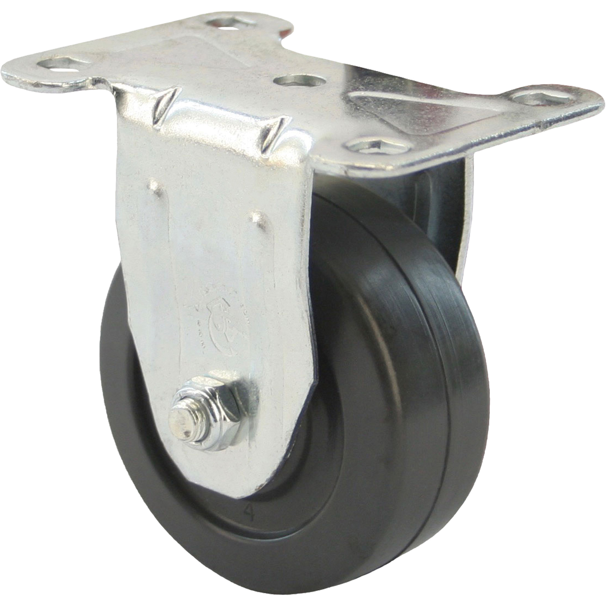 Roulette à usage léger, Fixe, 3" (76 mm), Caoutchouc, 150 lb (68 kg)