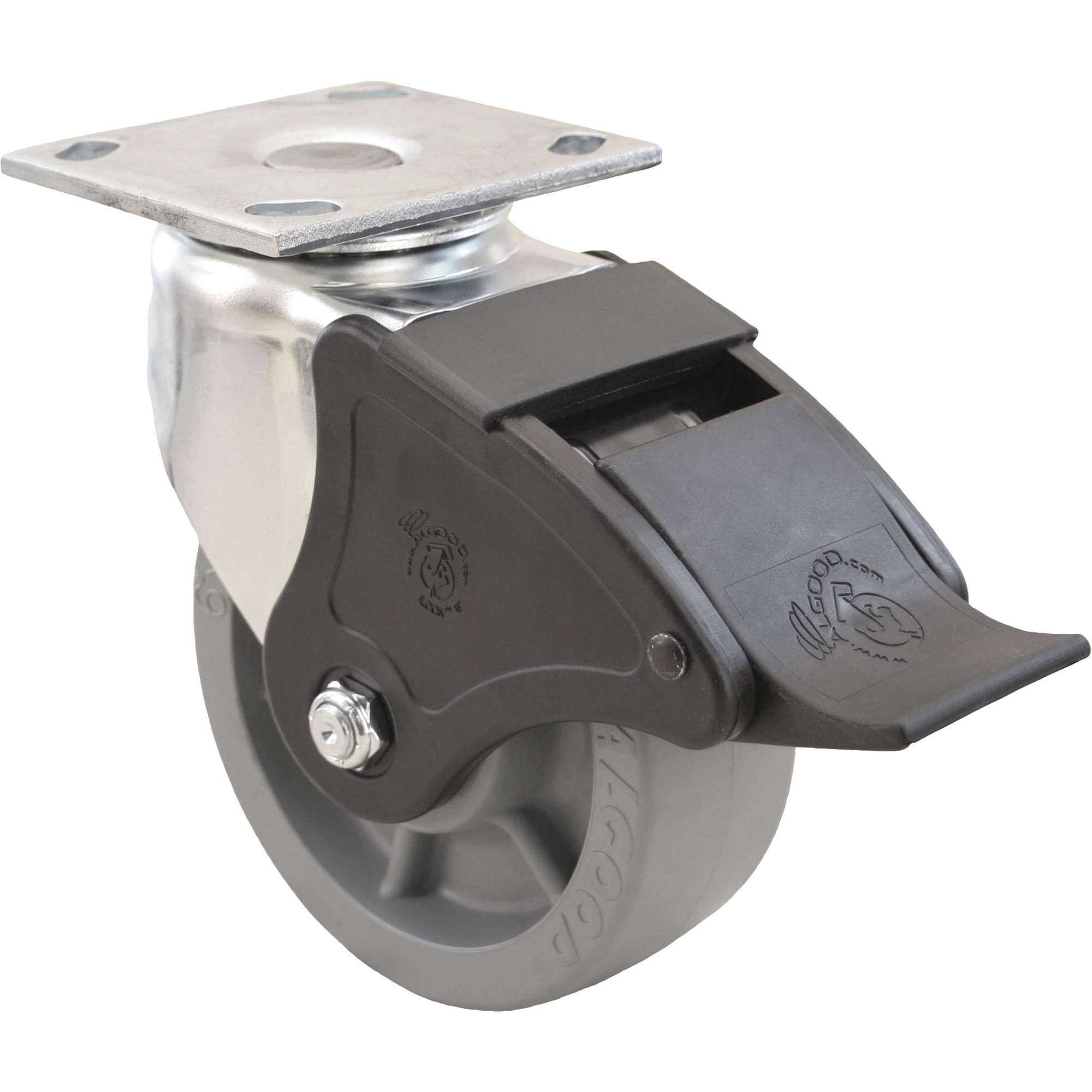 Roulette EmaxxMC, Pivotant avec frein, 4" (101,6 mm), EnvirothaneMC, 1000 lb (453,6 kg)