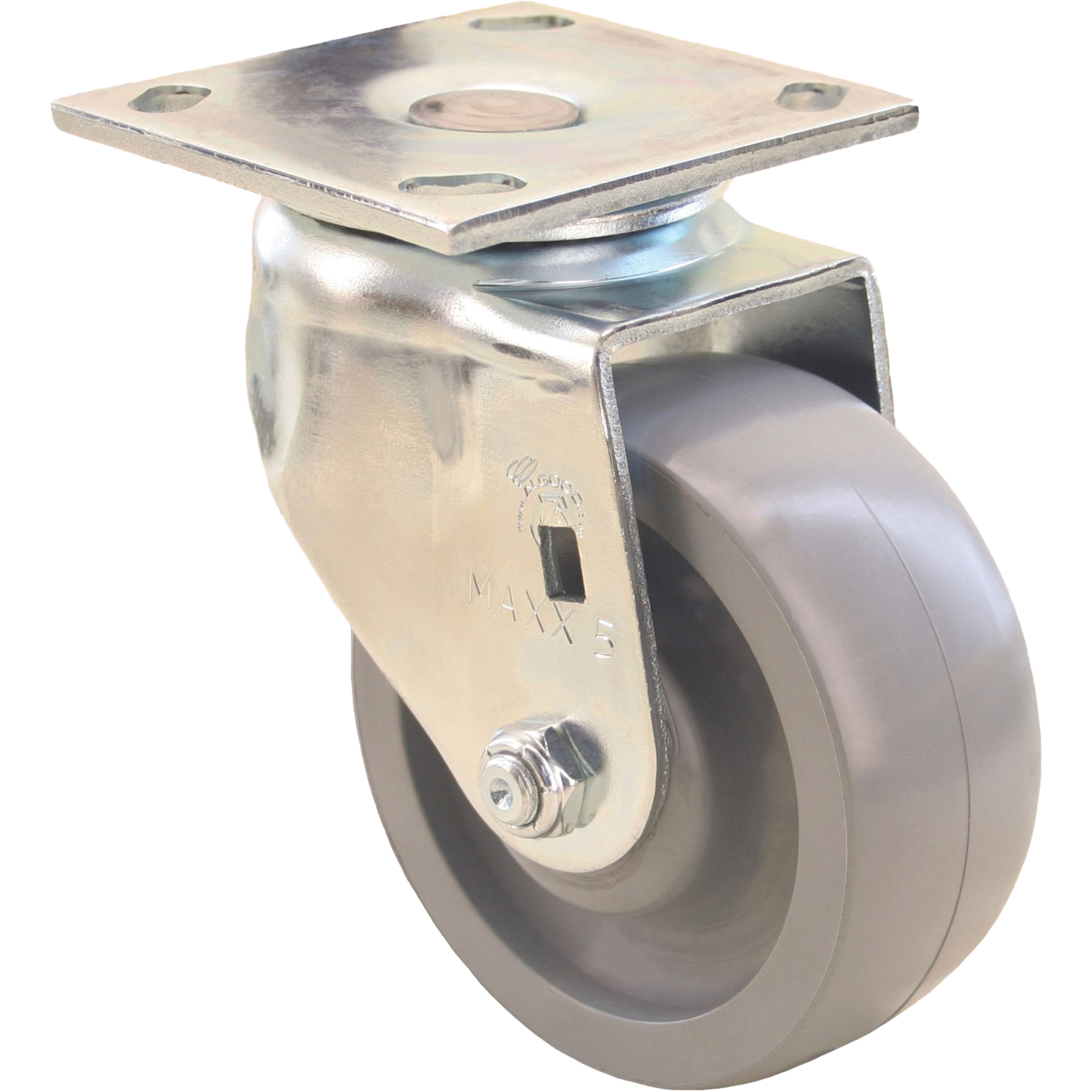 Roulette Max9MC, Pivotant, 5" (127 mm), Gris-WOW EnvirothaneMC, 1000 lb (453,6 kg)